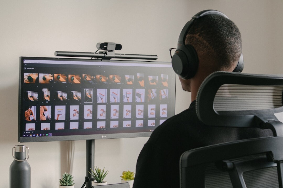 Video editor working on editing software with footage